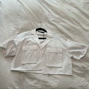 Zara cropped structured button down